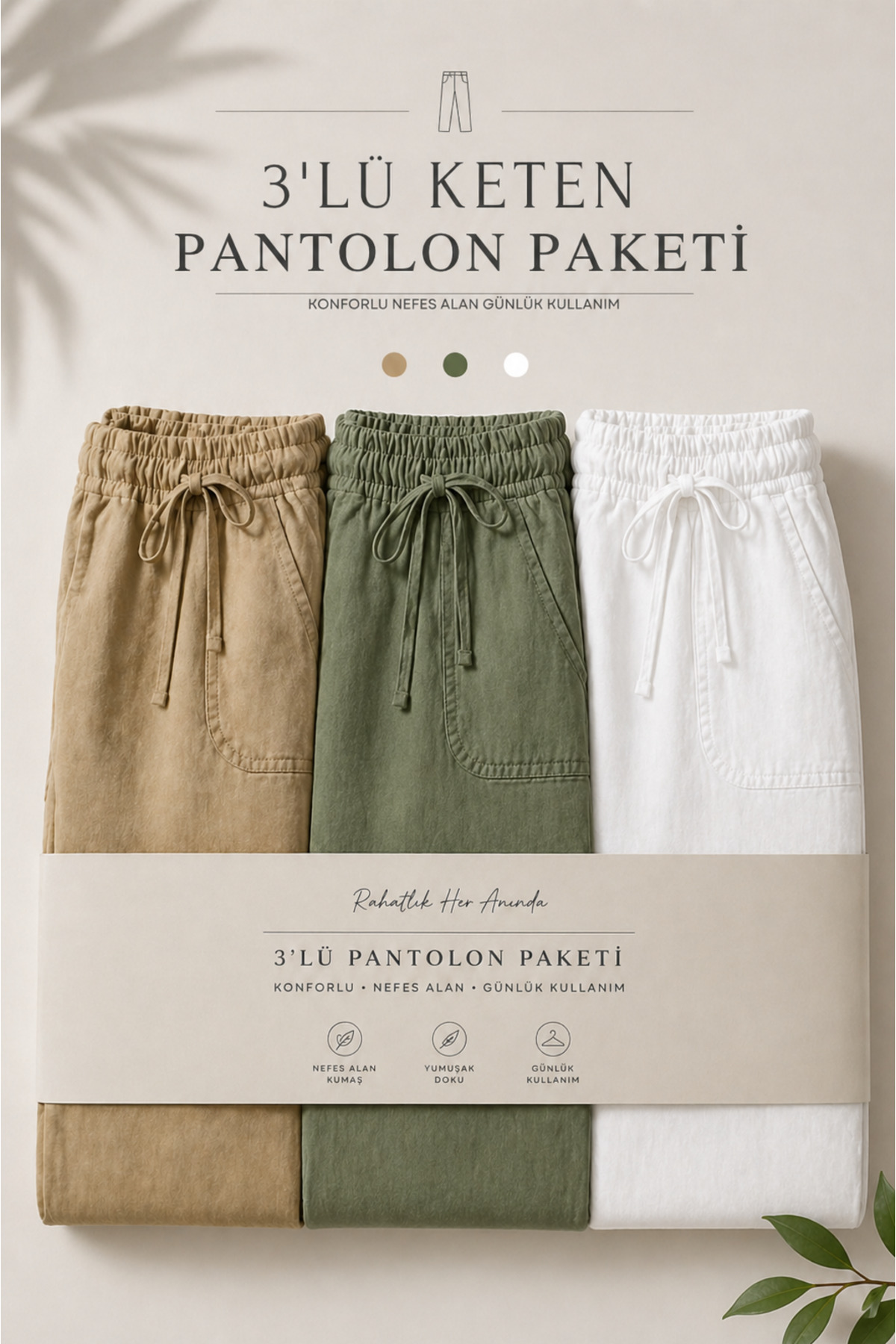 DAMGA JEANS 3 Pieces Men's Premium Summer Jogger Linen Trousers