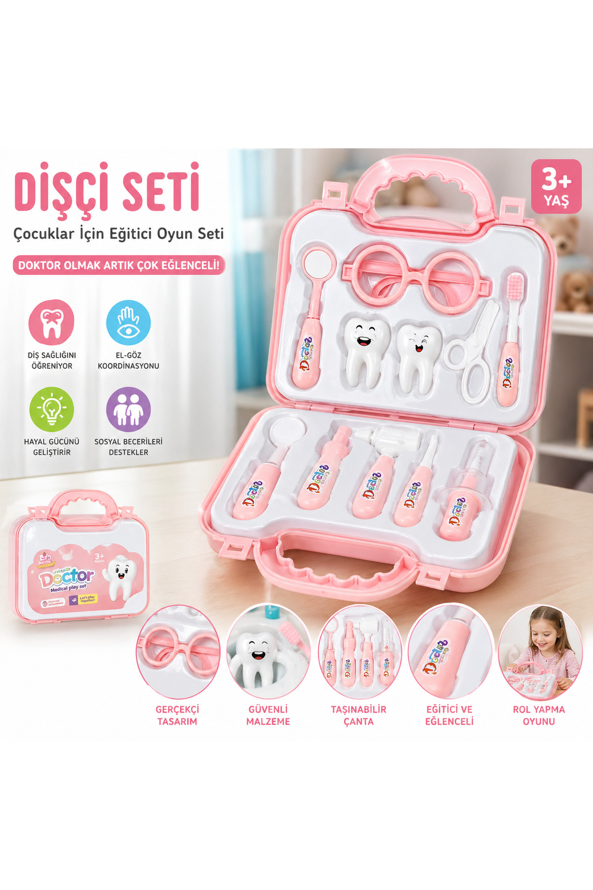 DUMMY CHILDREN 限定CD4枚セット admay Çocuk Dişçi Seti Oyuncak Doktor Seti 8 Parça Çantalı Diş