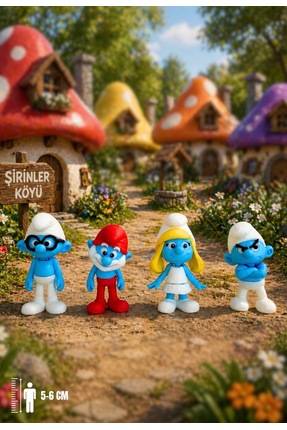 You Toys Şirinler Flexi 4 lü Figür Seti / Şirin Baba+ Şirine+ Gözlüklü ve Som...