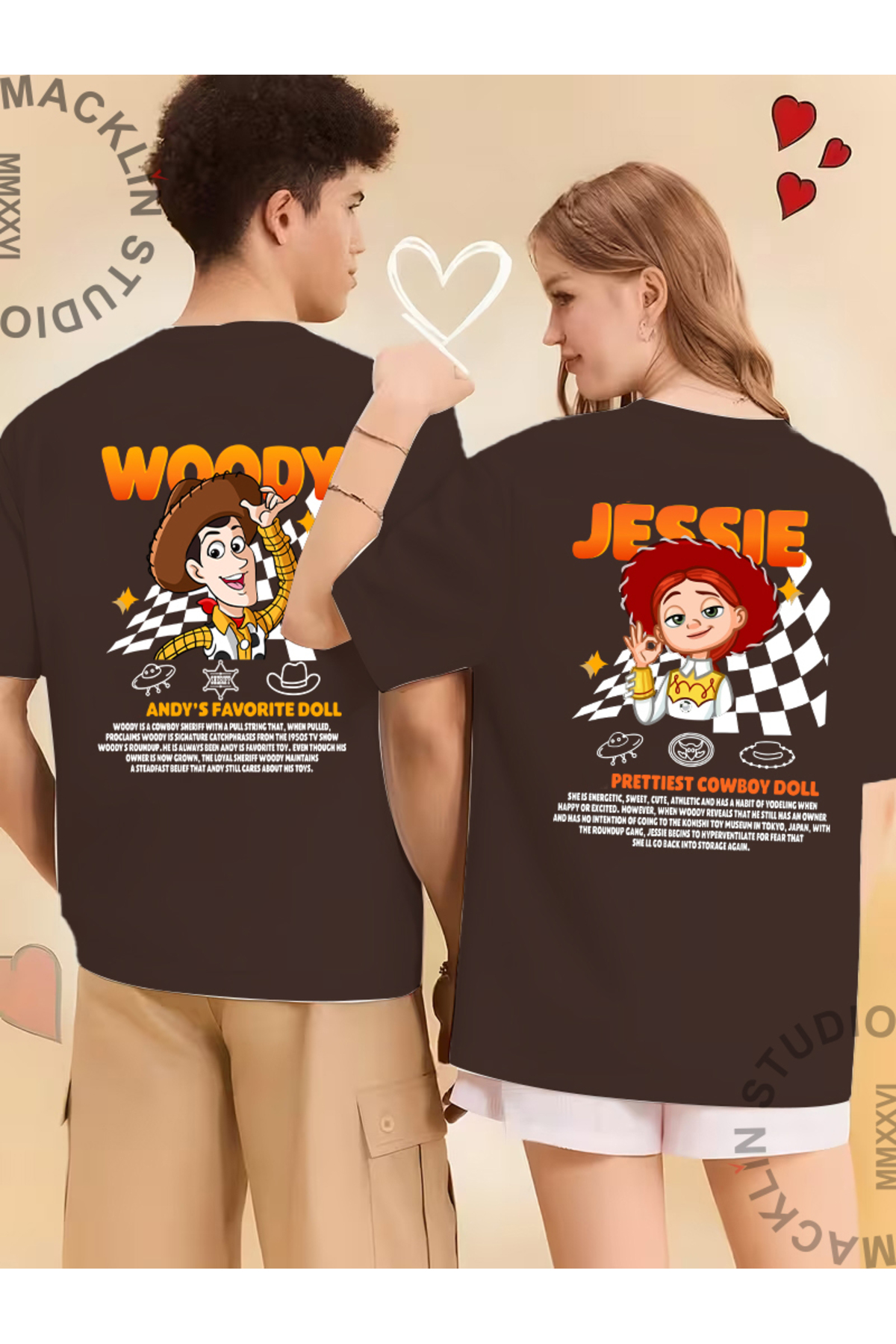 main story Tシャツ　2y 2枚セット darkopia Unisex Toy Story Sevgili Çift Kombini Tasarım Oversize T
