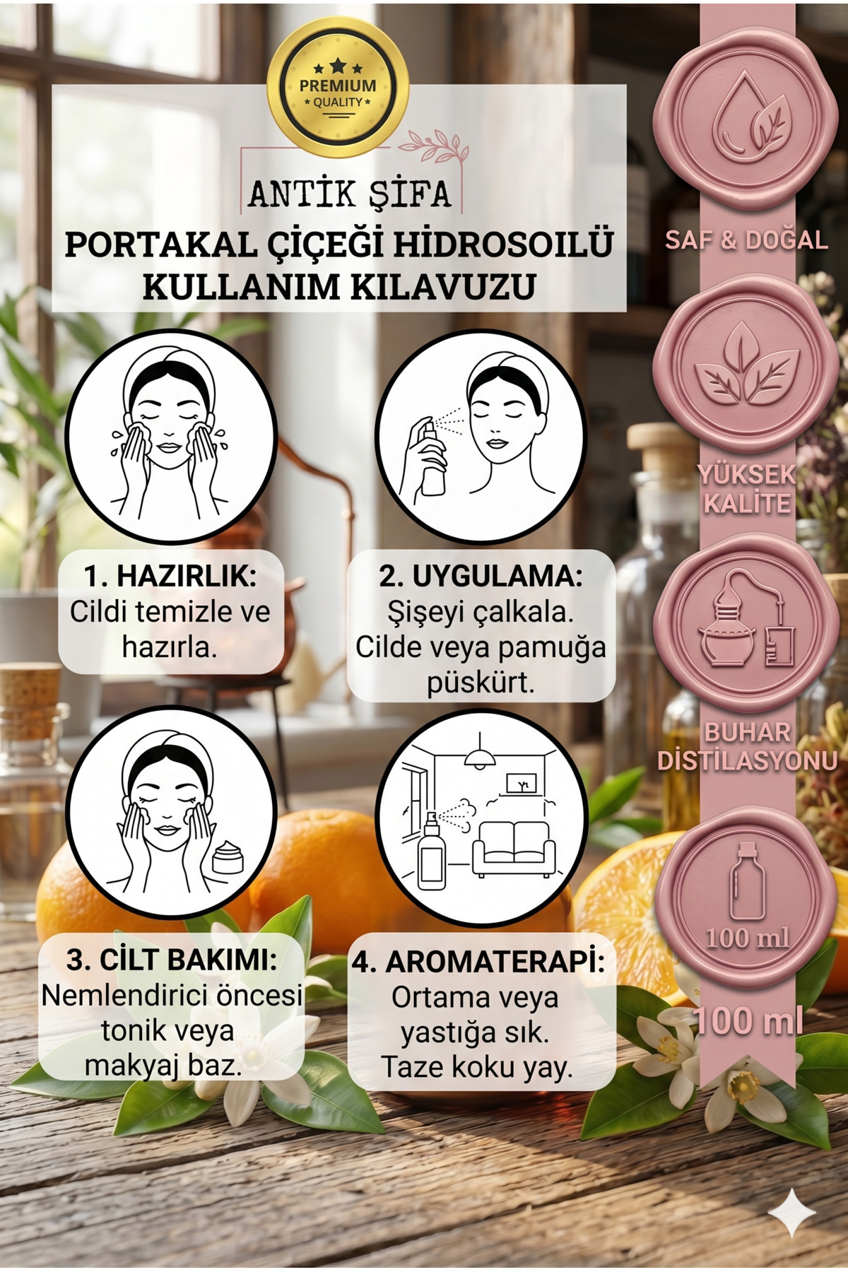 Portakal Çiçeği Hidrosolü 100 ml- %100 Saf Portakal Çiçeği Neroli Suyu — portakalçiçeğihidrosol11 — تصویر 2 از 2