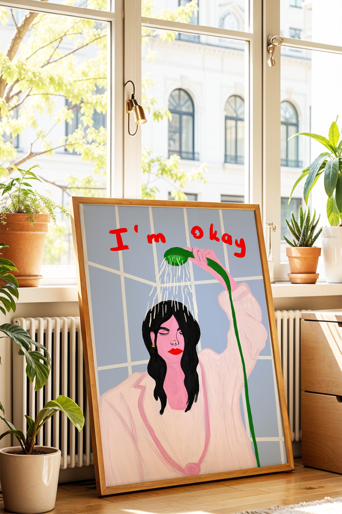 Kadın Figür Tablo Poster Duş Temalı Modern Sanat Duvar Dekoru Çerçevesiz