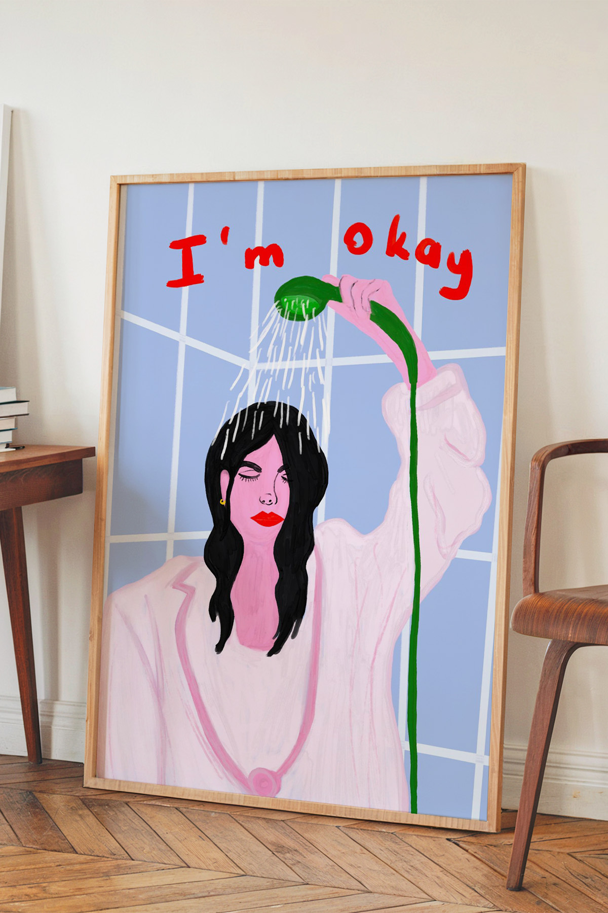 Kadın Figür Tablo Poster Duş Temalı Modern Sanat Duvar Dekoru Çerçevesiz