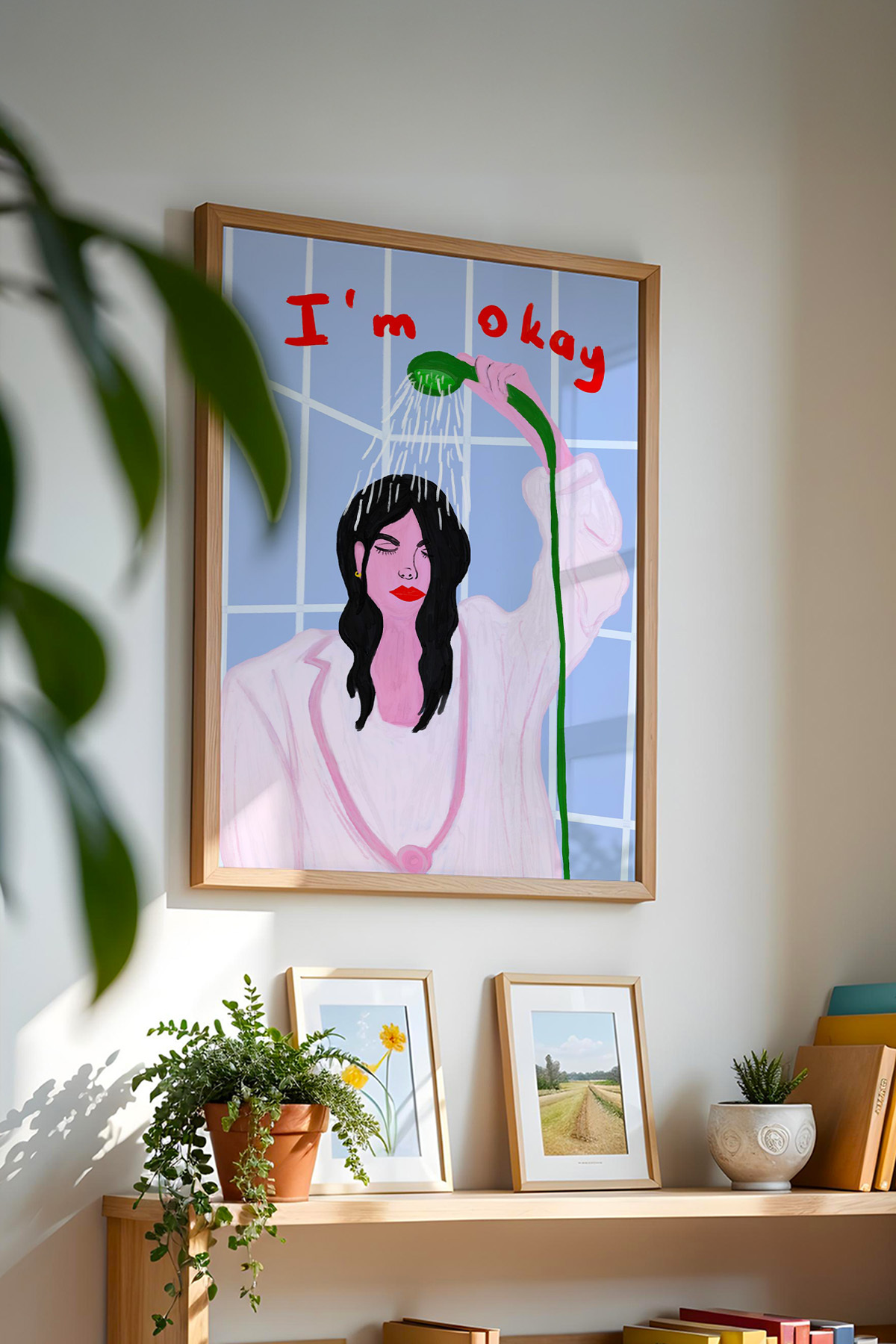 Kadın Figür Tablo Poster Duş Temalı Modern Sanat Duvar Dekoru Çerçevesiz