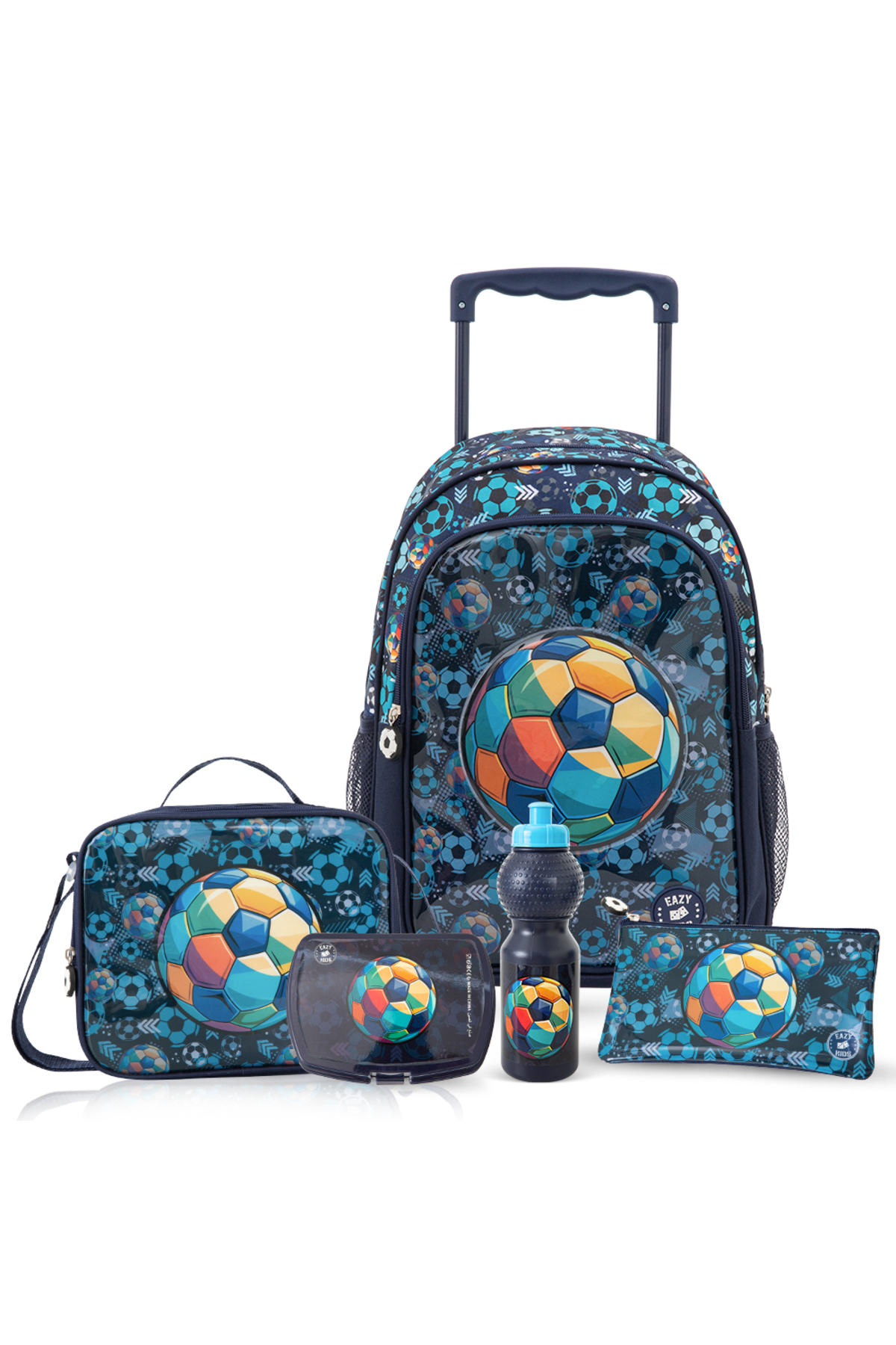 Eazy Kids 17” Trolley School Bag Value Pack 5-in-1 with Wheels – Backpack, Lu...