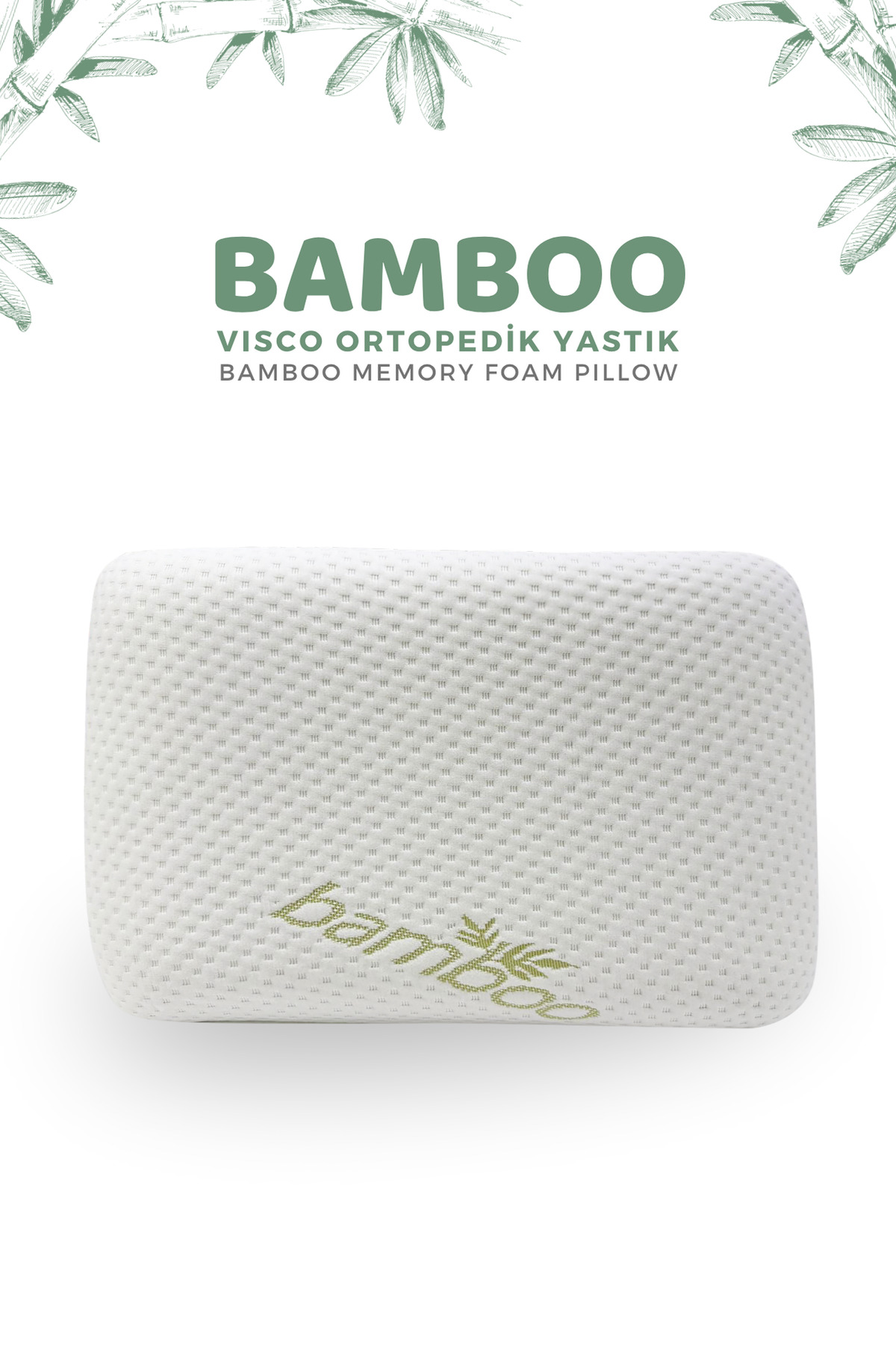 Bamboo Visco Pillow 56x37x12 cm – Orthopedic Neck Supported, Breathable, Suitable for All Sleeping Positions