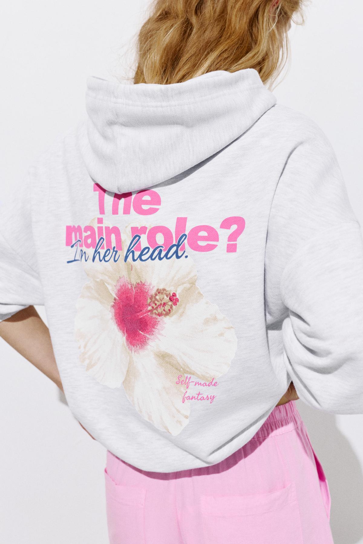 Pull & Bear  Güneş grafikli kapüşonlu sweatshirt - Görsel 5