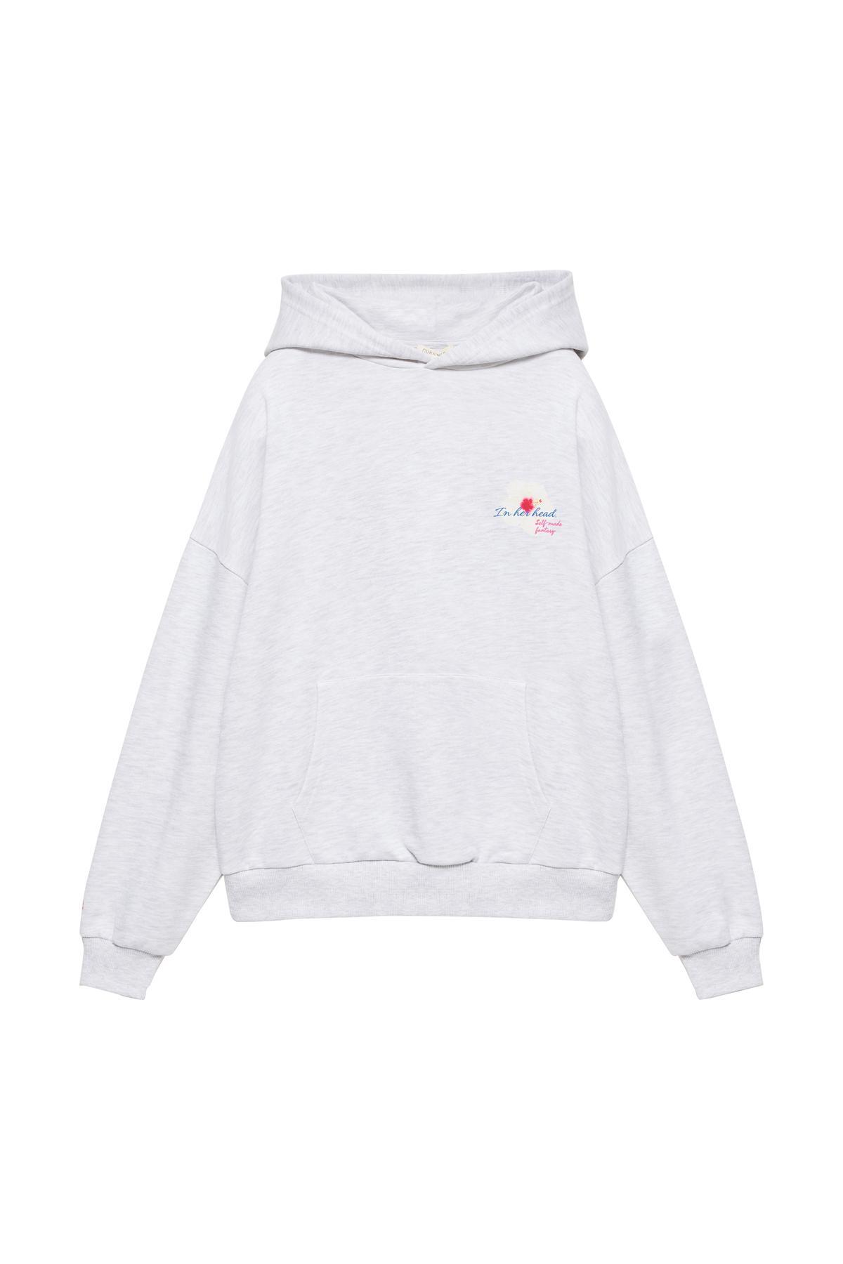 Pull & Bear  Güneş grafikli kapüşonlu sweatshirt - Görsel 3