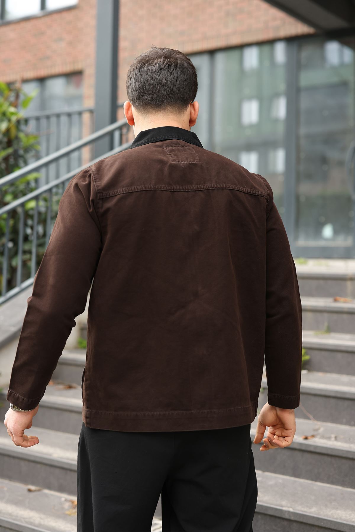 LTC Jeans Erkek Kahve Garni Yaka Spor Canvas Mont görsel 4