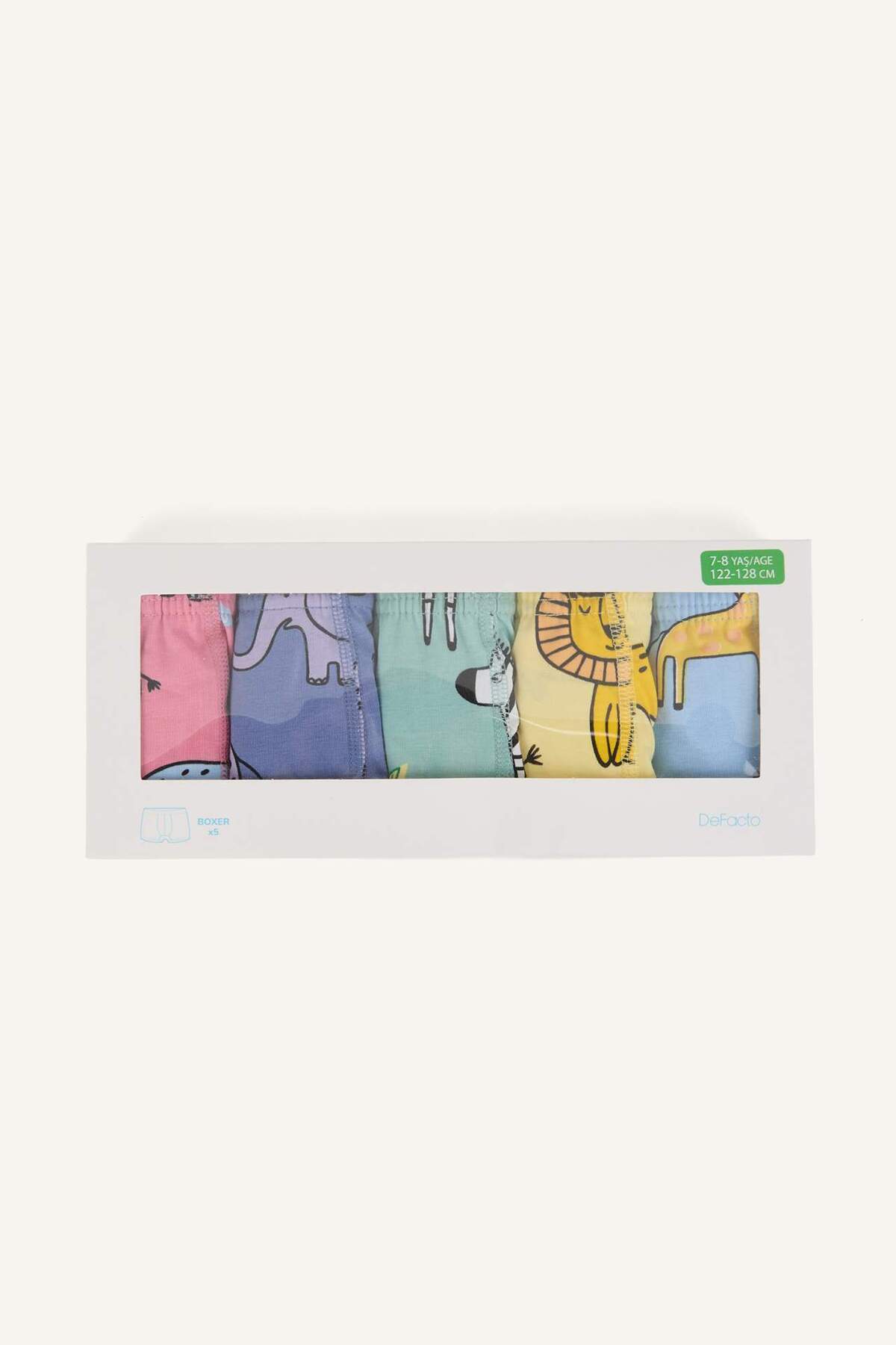 Animal Printed Combed Cotton 5-Pack Boxer Boy H1625A826SM