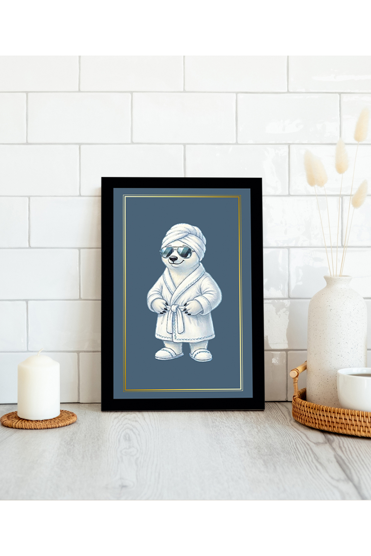 MDF BATHROOM TABLE FRAMED LOOK BATHROBE POLAR BEAR TABLE|BNYMDF