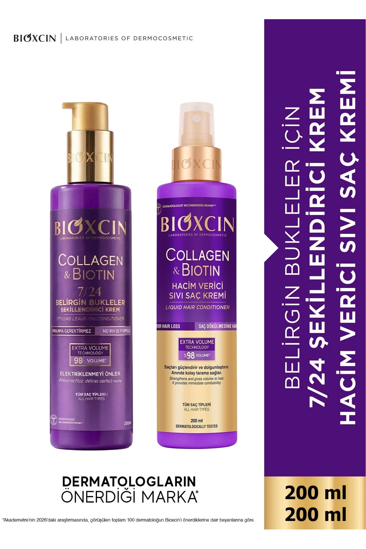 Bioxcin Collagen & Biotin 7/24 Şekillendirici Krem 200 ml - Ekstra Hacim Sıvı Saç Kremi 200 ml — 86805126566615413