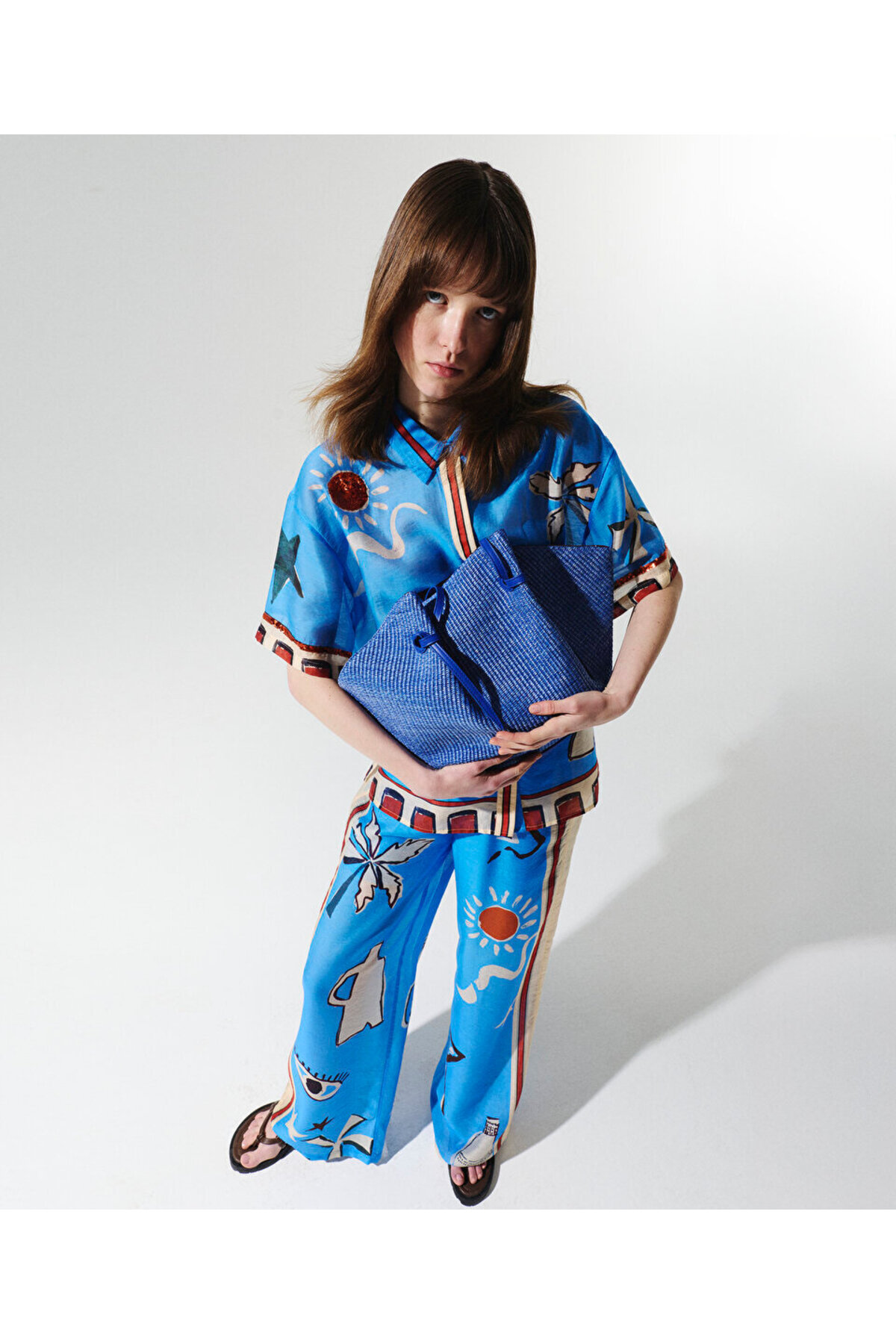 Twist Visually Printed Wide Leg Pants