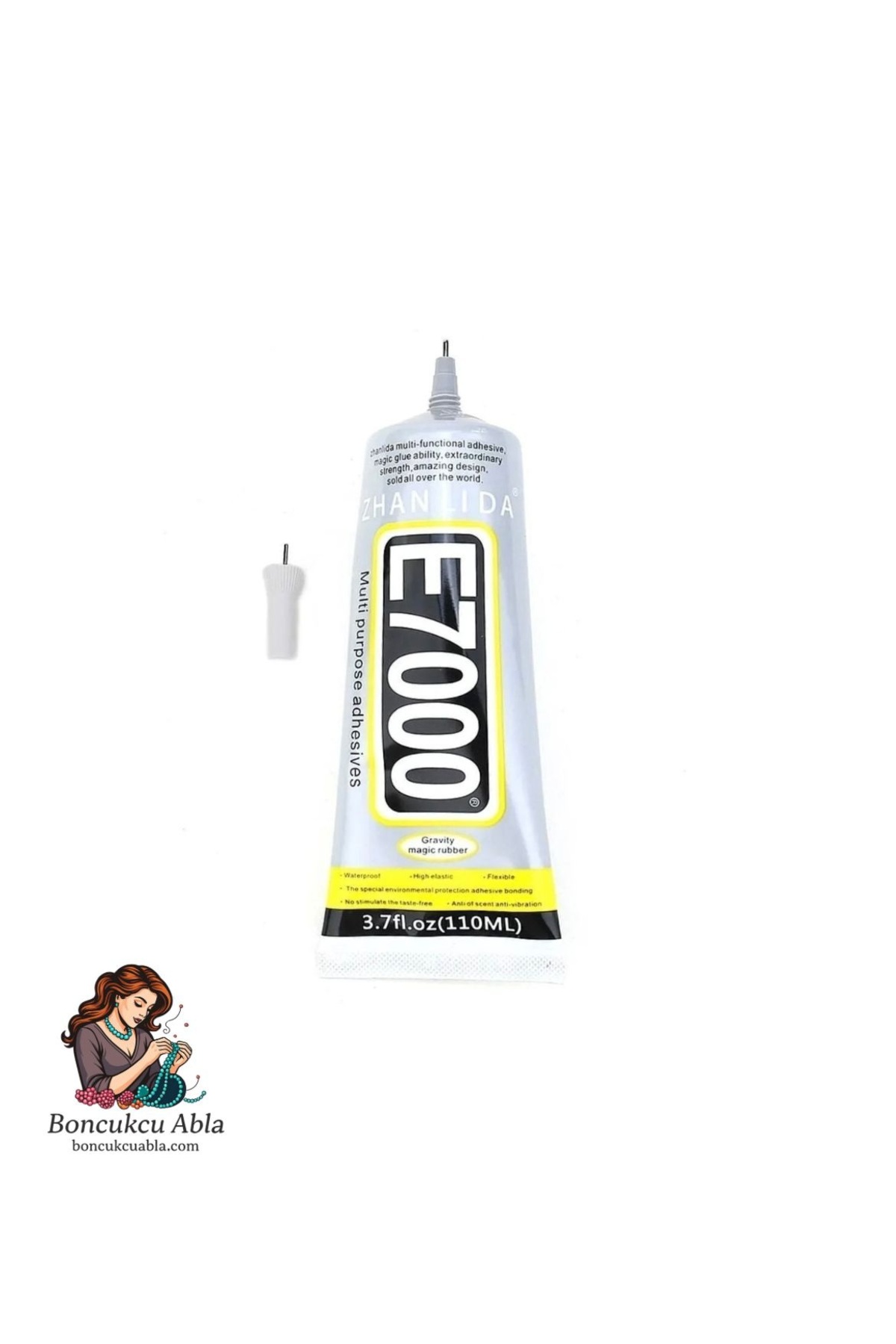Boncukcu Abla E 7000 Şeffaf Yapıştırıcı 110ml (taş plastik metal