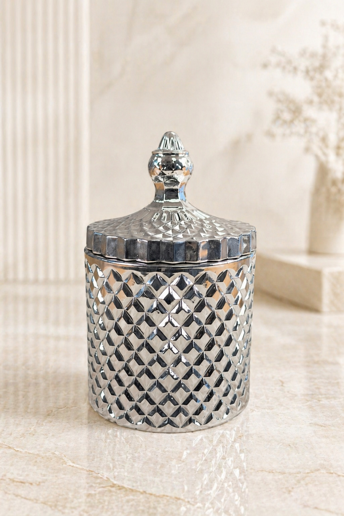 Diamond Series Large Glass Titanium Coating Decorative Jar - Candy ,Gift, Dowry