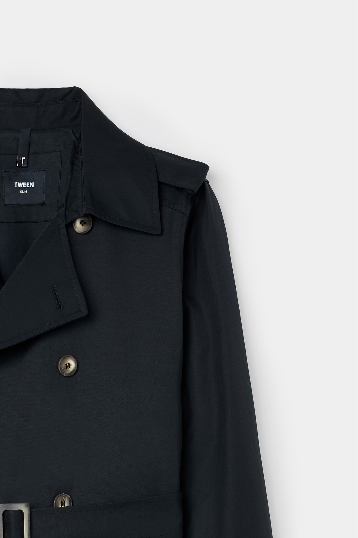 Tween Slim Fit Siyah Pardösü/Trenckot görsel 6