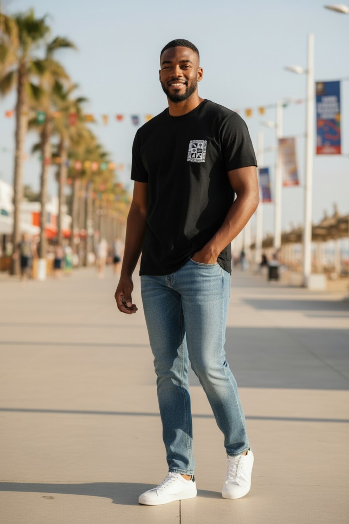 Mavi Baskılı Slim Fit Tişört Siyah Tişört M8813308-70490 - Fiyatı