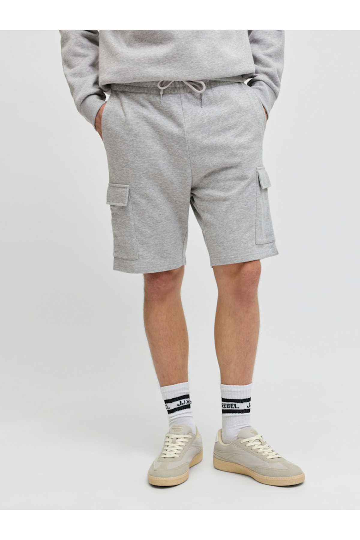 REBEL By Styli Men Grey Cargo Sweat Shorts- Trendyol