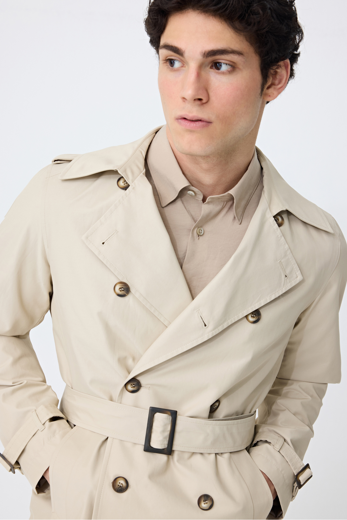 Tween Slim Fit Bej Pardösü/Trenckot görsel 2