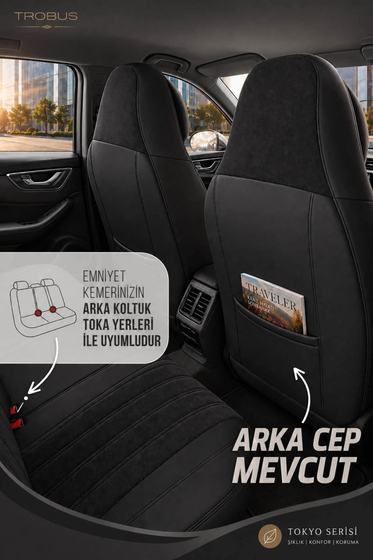 Tesla Model Y 2021-2025 Geçmeli Direksiyon Kılıfı Delikli Siyah Kırmızı Deri