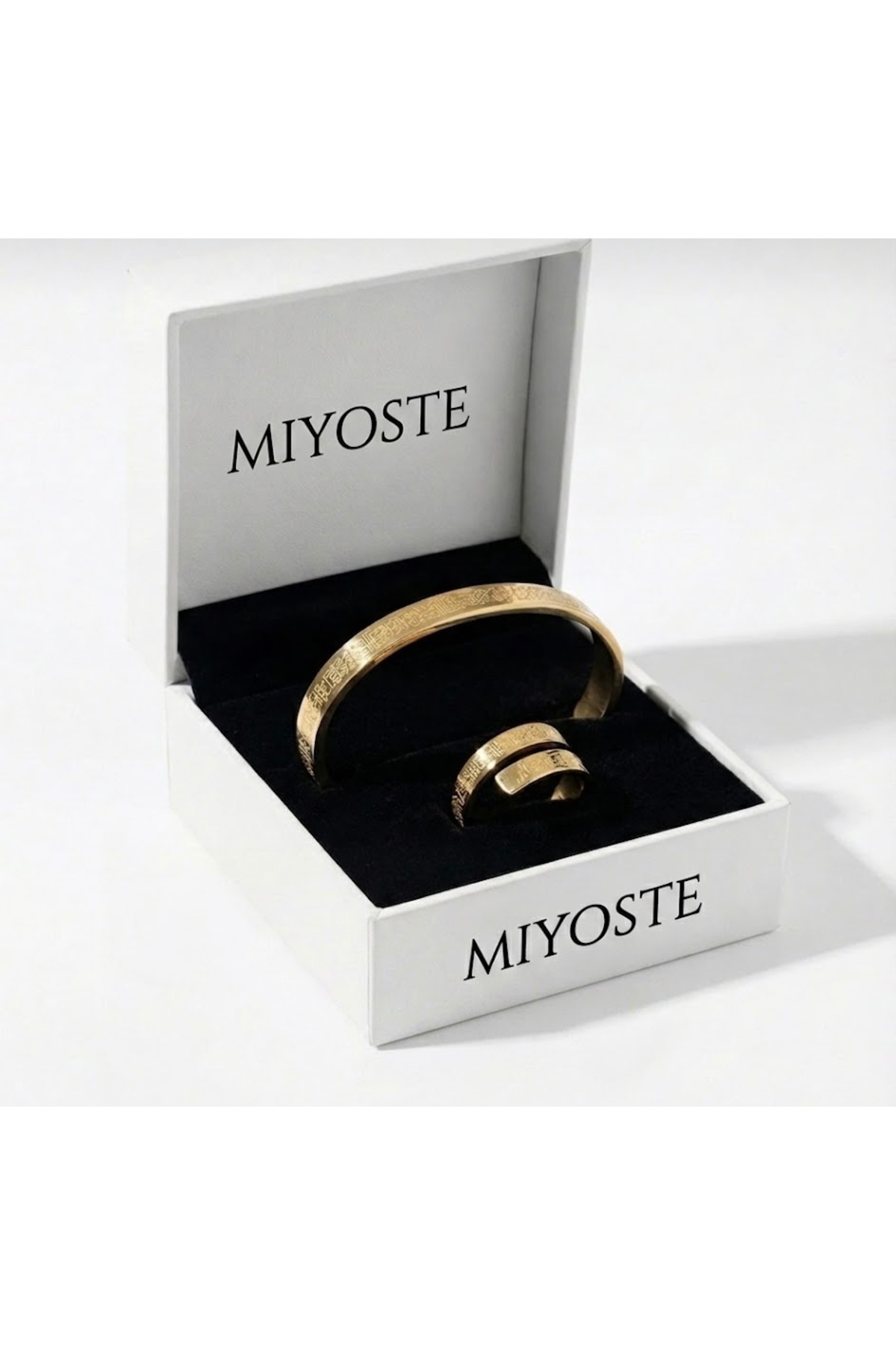 Gold Color Verse Globe Bracelet And Gold Color Verse Globe Ring