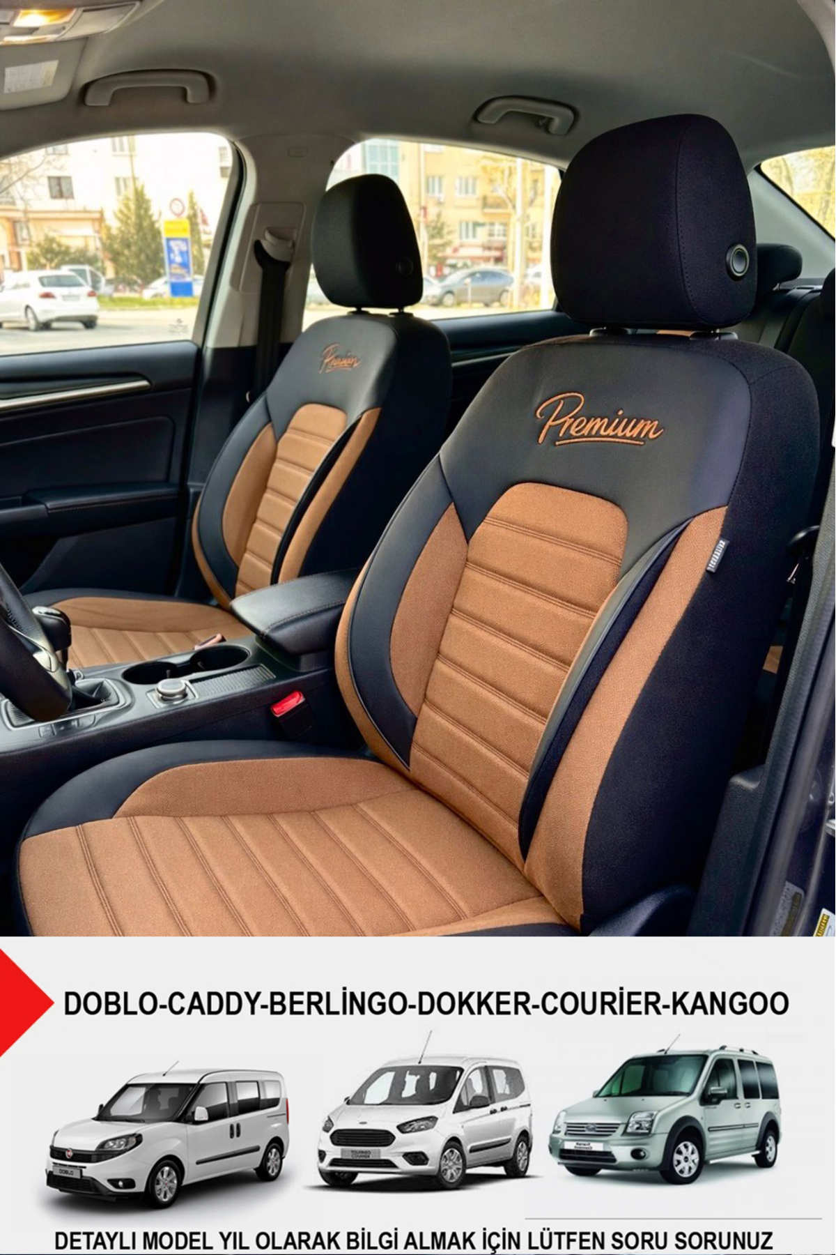 GM-DESIGN Premium Serisi Lüks Keten Ticari Oto Koltuk Kılıfı (DOBLO-CADDY-BERLİNGO-DOKKER-COURİER-KANGOO UYUMLU)