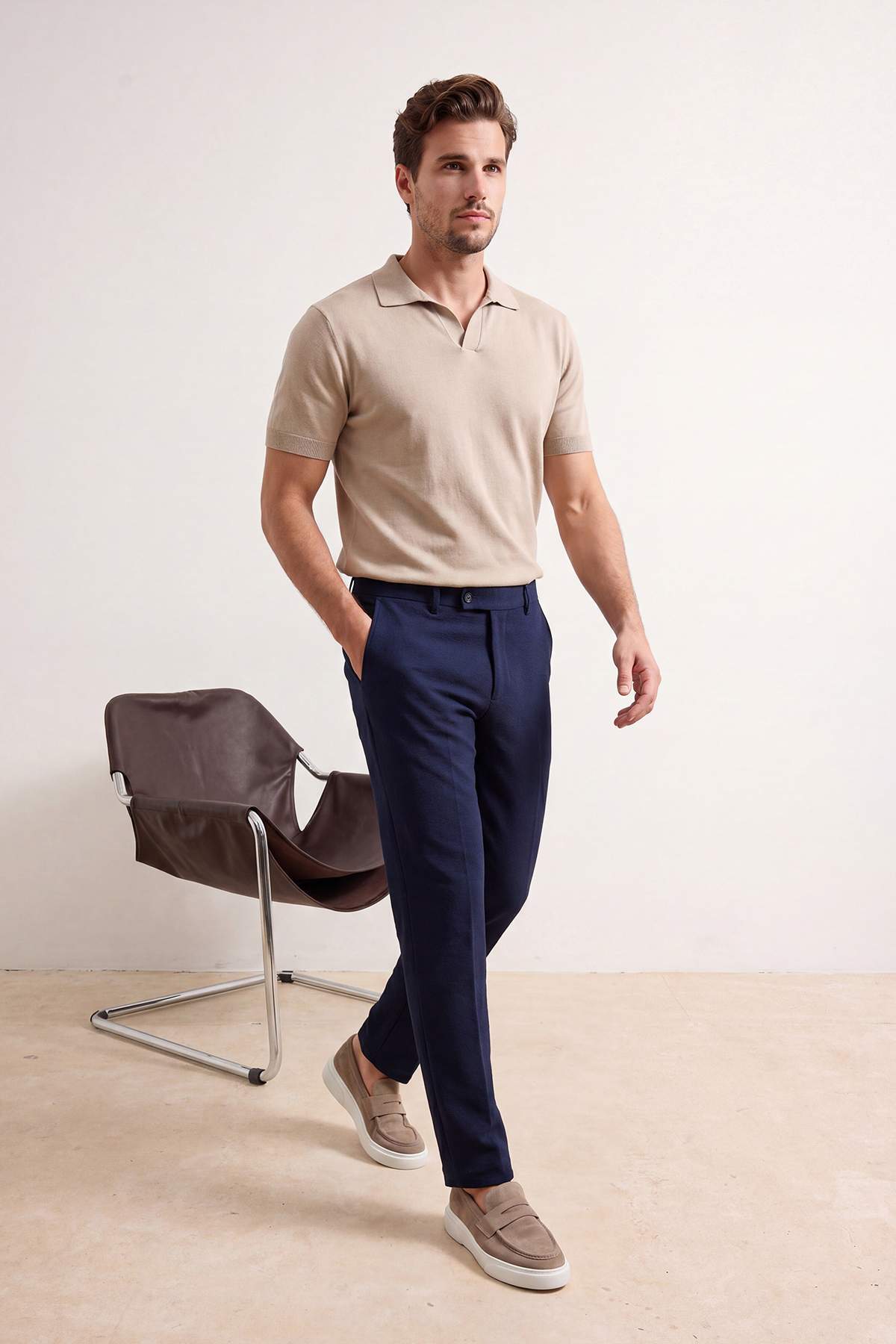 Trendyolmilla Man Lacivert Straight Terletmez Aşınmaz Erkek Kumaş Pantolon TMNSS26PL00015