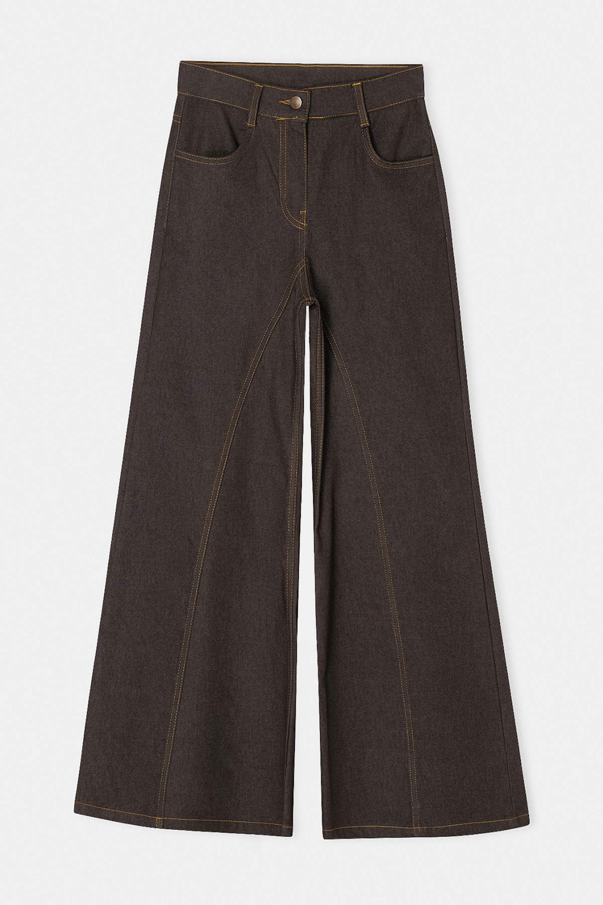 Drop by Trendyolmilla Kahverengi Likralı İnce İspanyol Paça Denim Pantolon TDRSS26PL00031