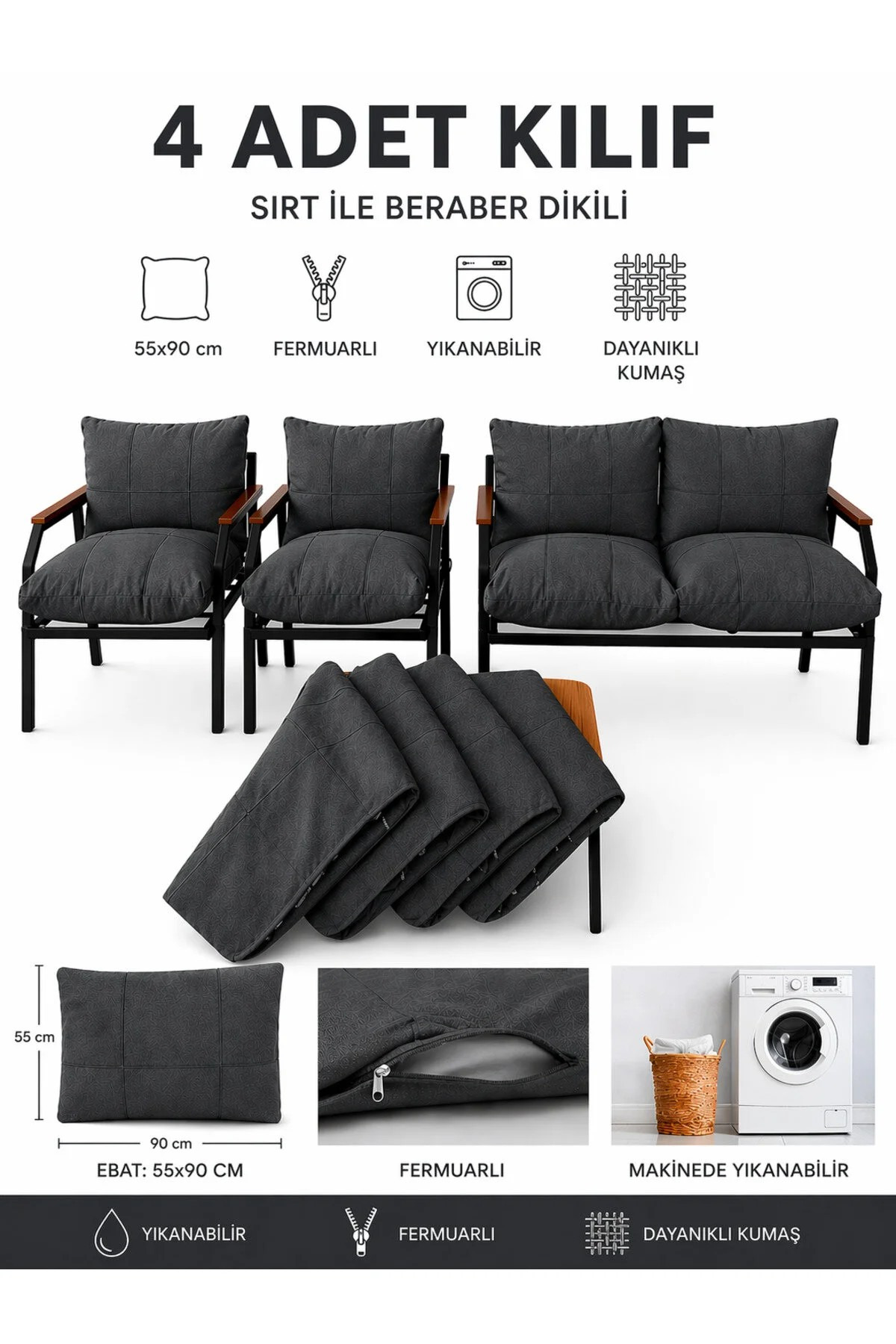 Garden & Balcony Sofa Cover 55x95 – Back and Seat Compatible One Piece Cover