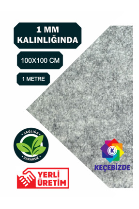 KeçeBizde Kırcıllı Gri Ince 1 Mm Keçe 1 Metre(100X100 CM)