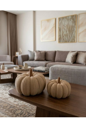Cozywic Dekoratif Balkabağı İkili Set - 1 (Büyük 10 cm Küçük 7 cm)