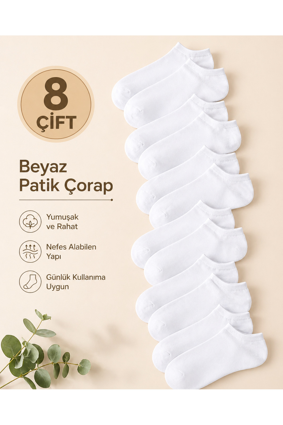 çorapkolik 8'li Unisex Kısa Patik Bilek Çorap görsel 3