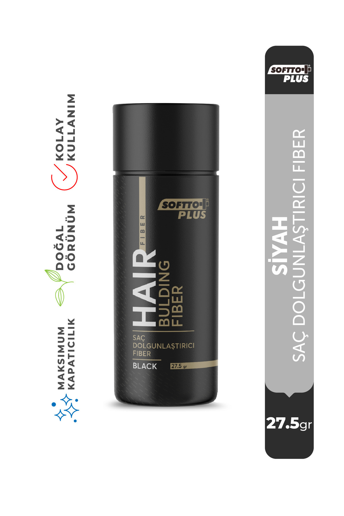 Saç Dolgunlaştırıcı Anında Dolgunluk Sağlayan Siyah Renk Fiber 27.5 gr. — 27.5fiberblack — تصویر 2 از 4