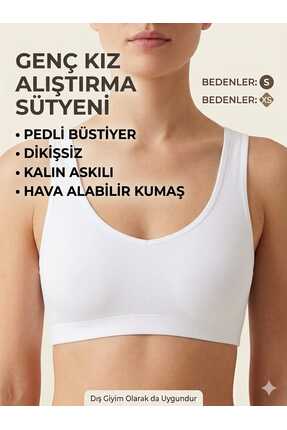 NormBra Genç Kız Alıştırma Sütyeni Dikişsiz Pedli ,Kalın Askılı Büstiyer, Yar...