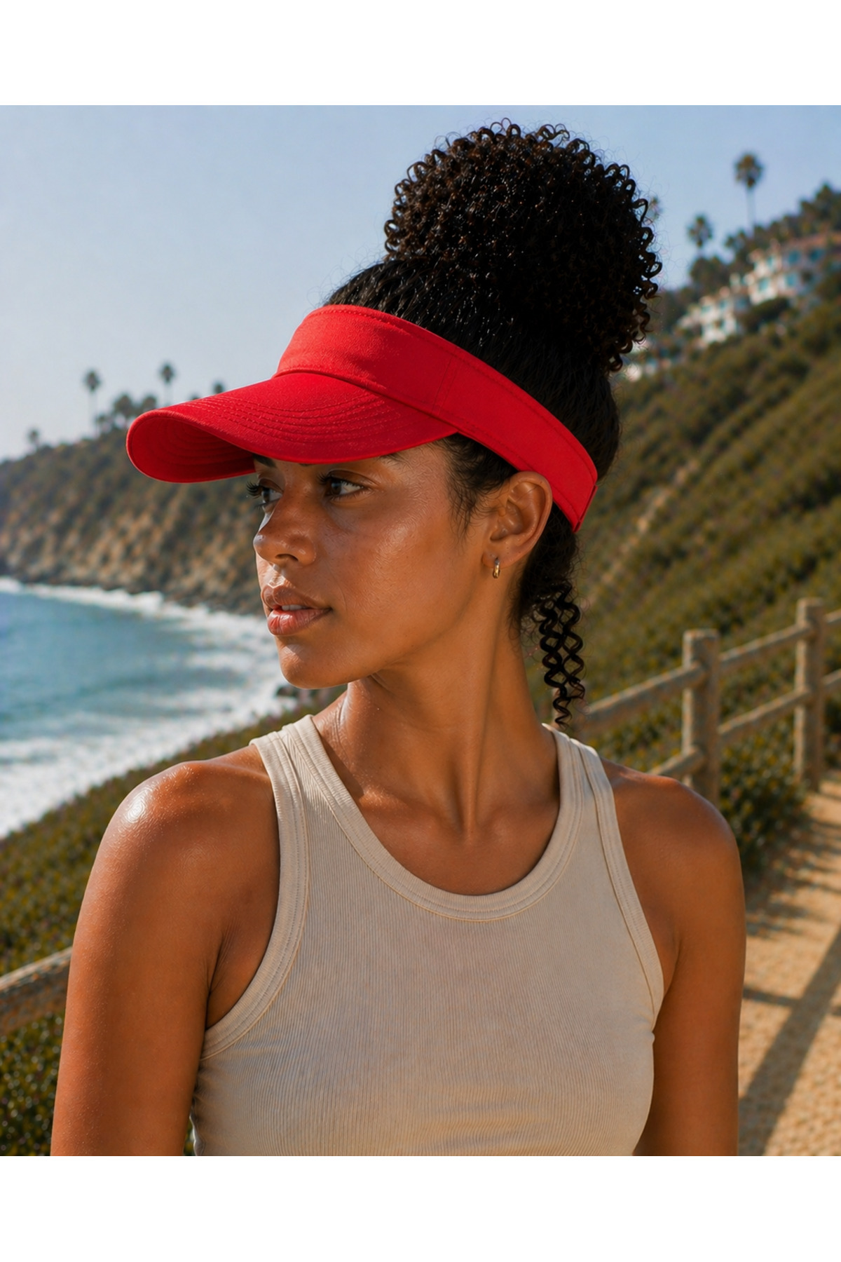 Red Visor Hat Tennis Hat Unisex