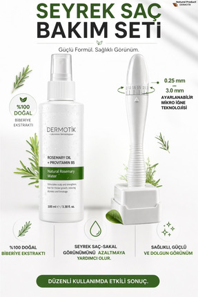 Dermotik Saç Oluşumuna Yardımcı Biberiye Suyu ve Ayarlanabilir Dermastamp Set...