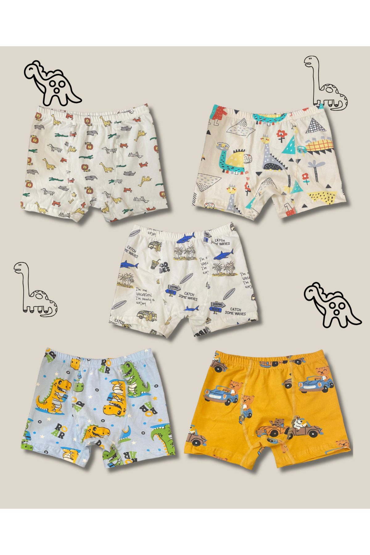 Boy 95% Cotton Elastic Waist 4-Pack Boxer