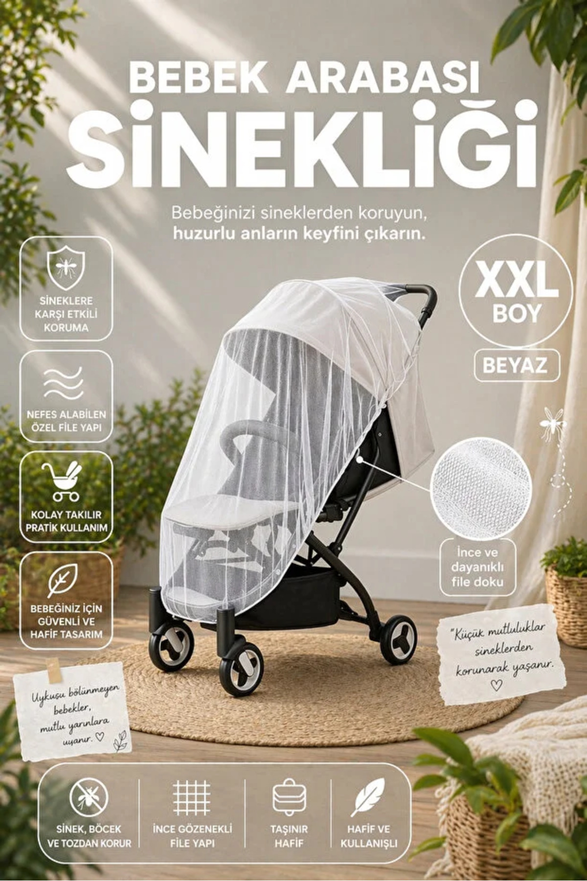 Stroller and Car Screen and Mosquito Net (Compatible with All Strollers XL Model )
