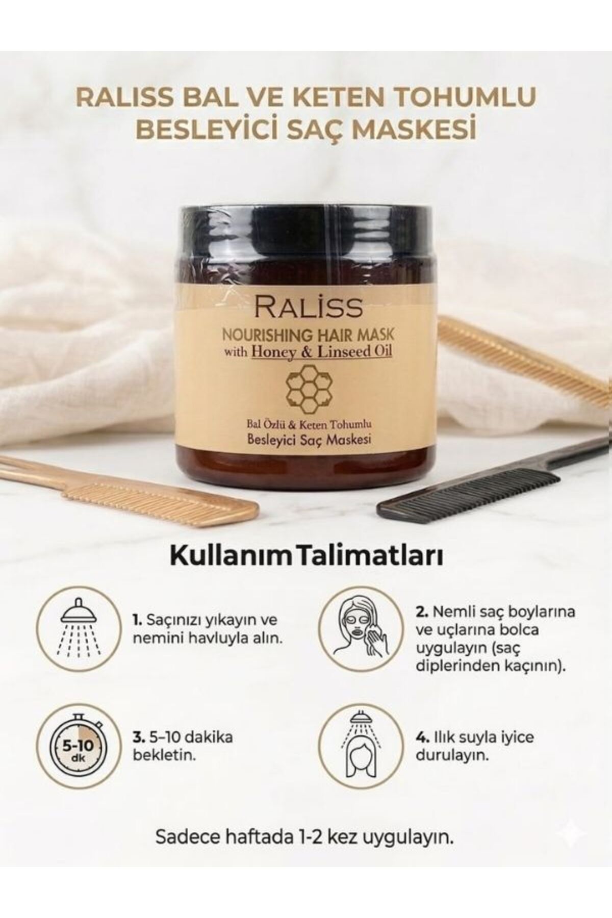 Bal Özlü Ve Keten Tohumlu Besleyici Maske 500 ML — 10619 — تصویر 3 از 4