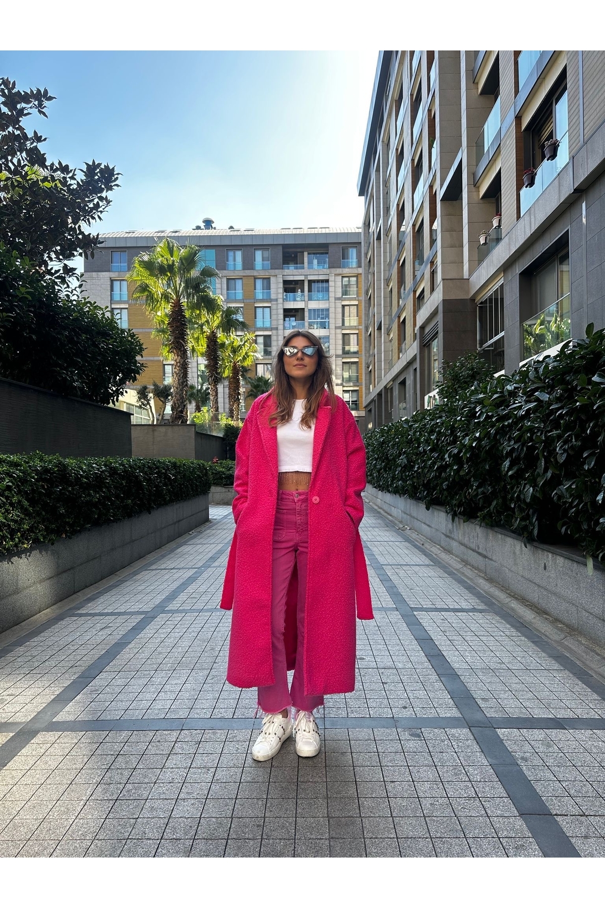 Lady Didi Fashion KADIN ÖZEL TASARIM PEMBE PALTO görsel 6