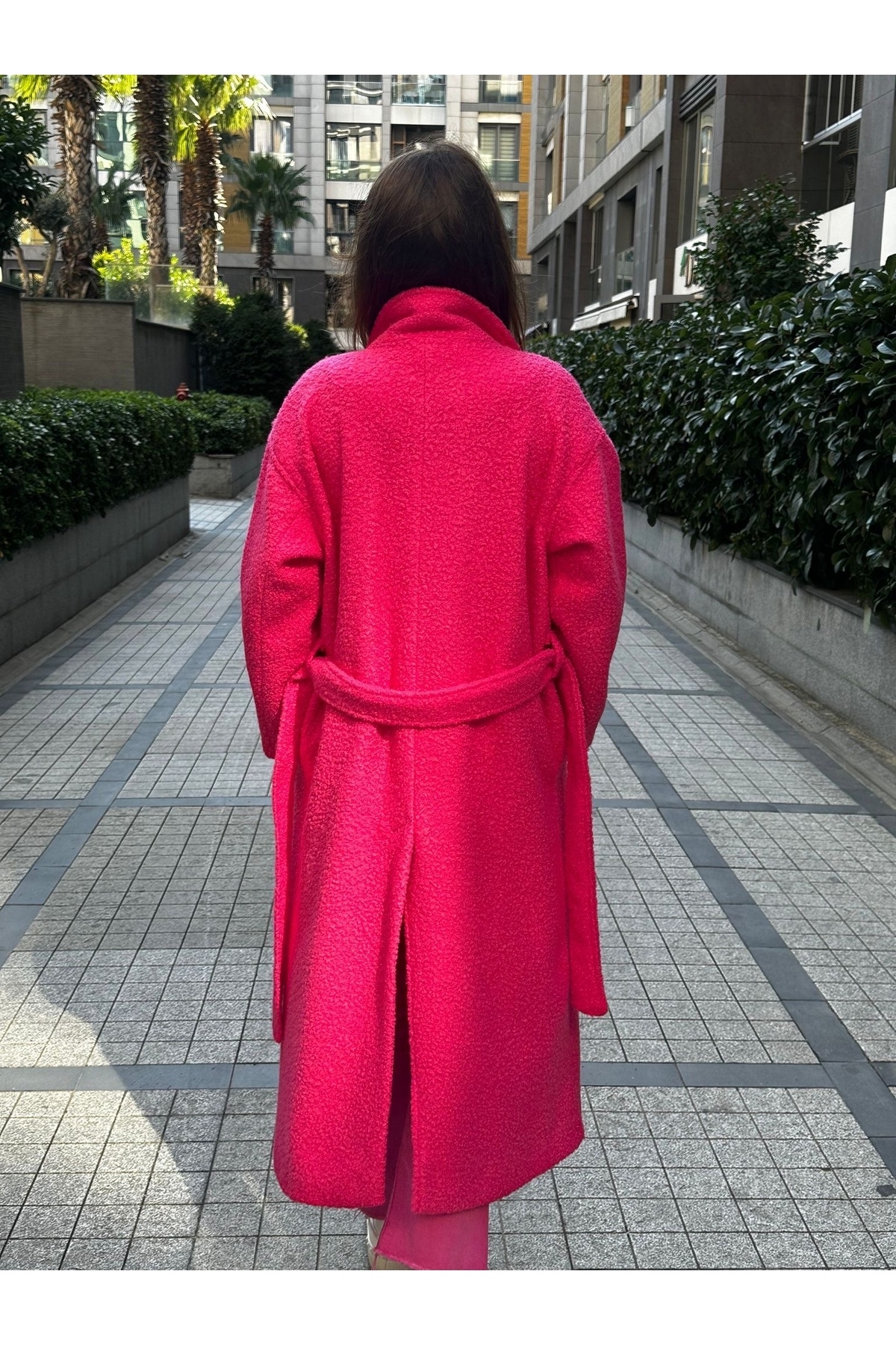Lady Didi Fashion KADIN ÖZEL TASARIM PEMBE PALTO görsel 7