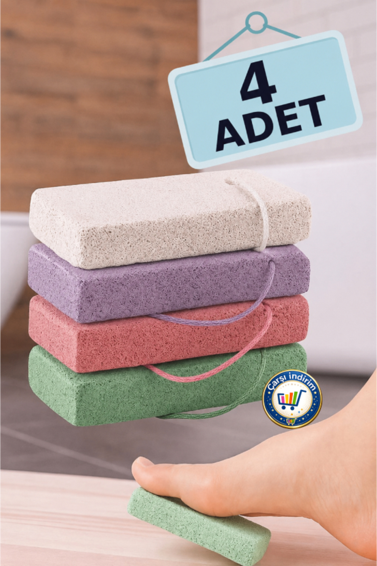 4 Adet Topuk Taşı Nasır Çatlak Topuk Törpüsü Ponza Taşı Ayak Bakımı — tpk003