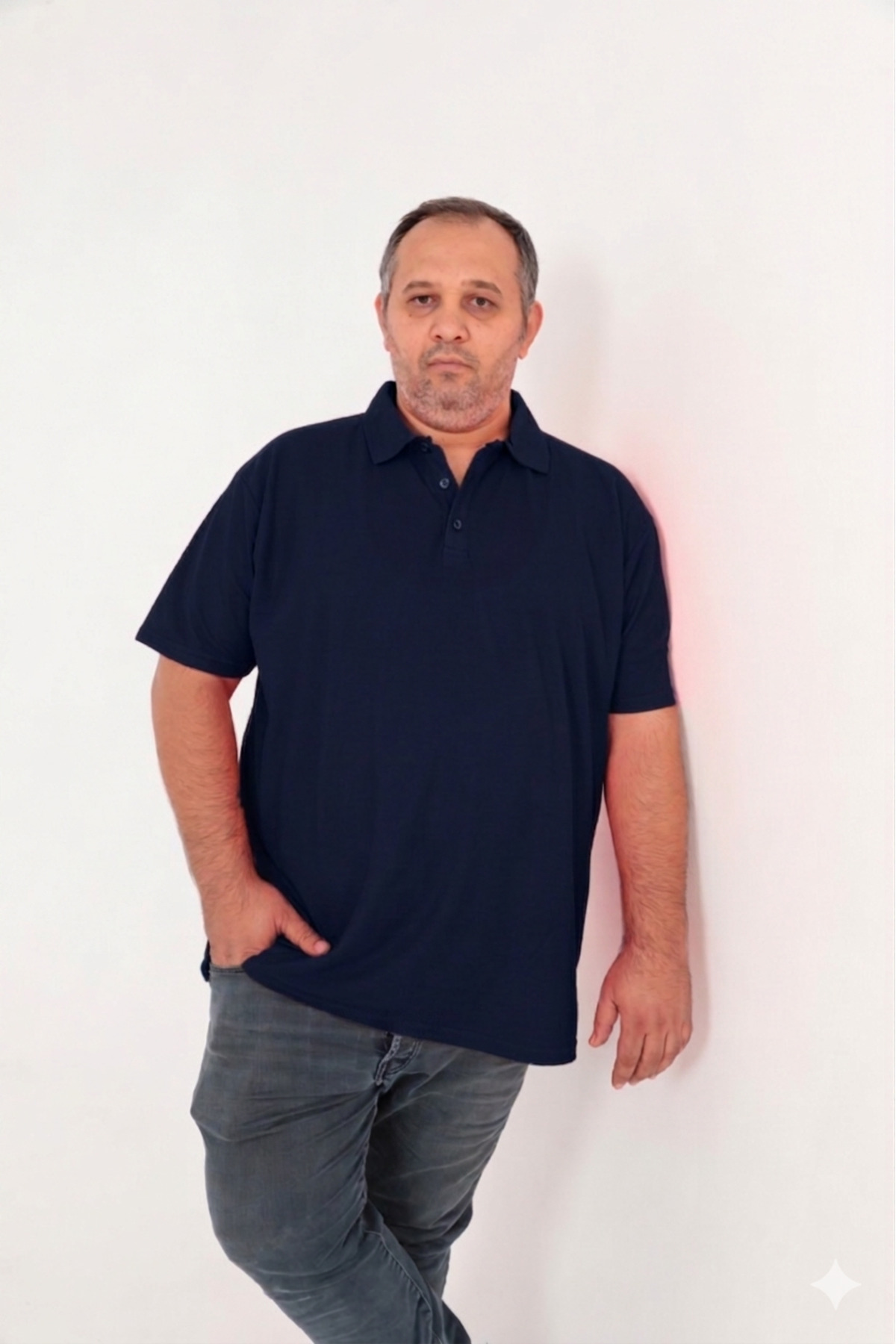 BİG NONA Büyük Beden Unisex POLO YAKA T-Shirt görsel 5