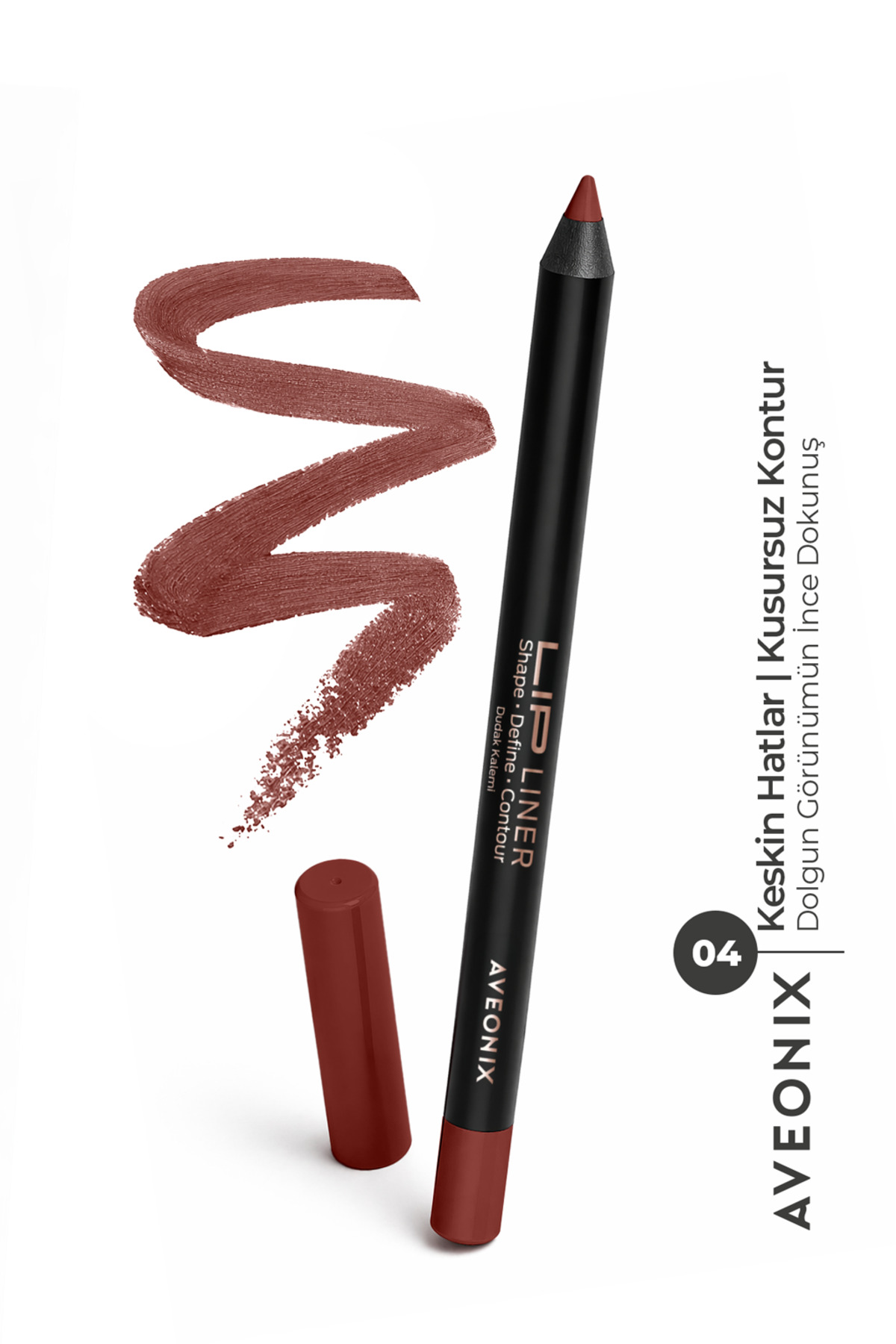 AVEONIX Lip Liner 04 İpeksi Dokulu Kolay Uygulanan Net ve Pürüzsüz Çizgi Dudak Kalemi - Fiyatı, Yorumları