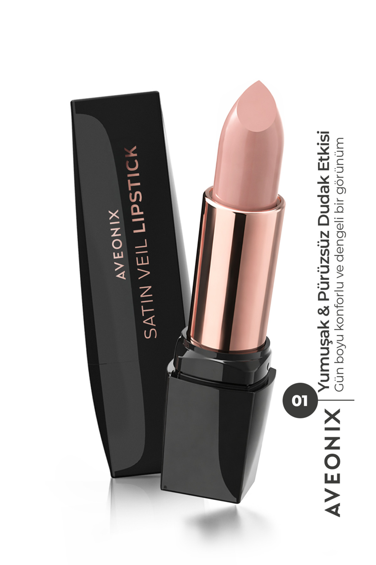 AVEONIX Satin Veil Yarı Parlak Ruj 01 Uzun Süre Kalıcı Pürüzsüz Dolgun Dudak Etkili Lipstick - Fiyatı, Yorumları