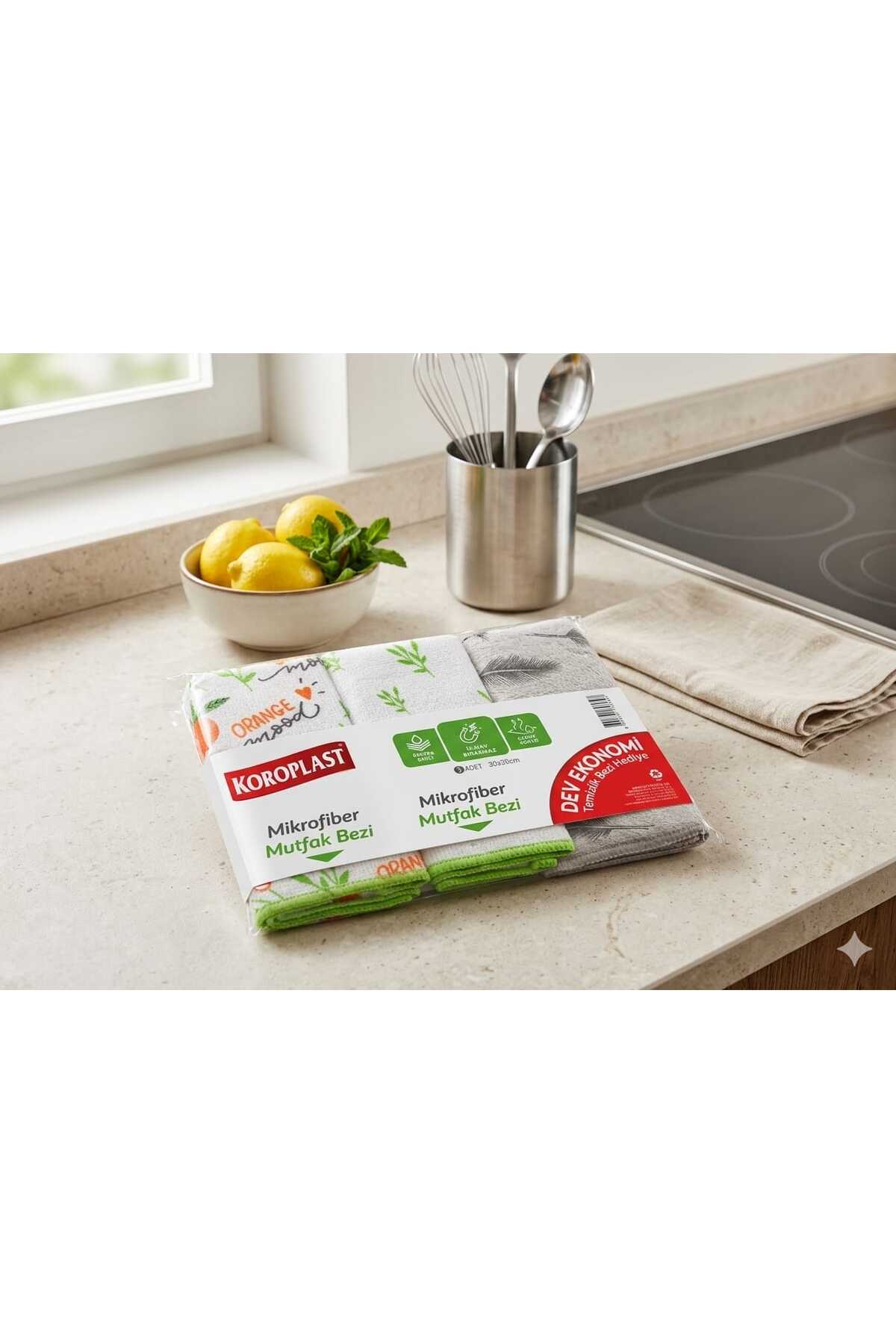 Koroplast MİKROFİBER BAMBULU MUTFAK BEZİ 3'LÜ SET - Fiyatı, Yorumları
