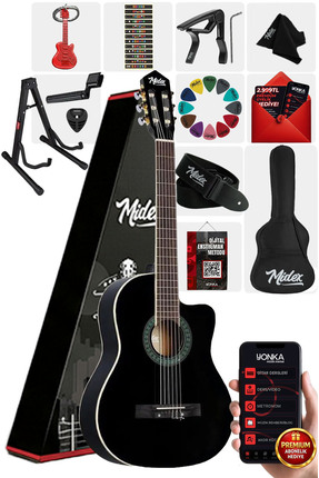 Midex Mgx-100bk-st Üst Seviye Klasik Gitar 4/4 Sap Ayarlı (ÇANTA STAND TUNER ...