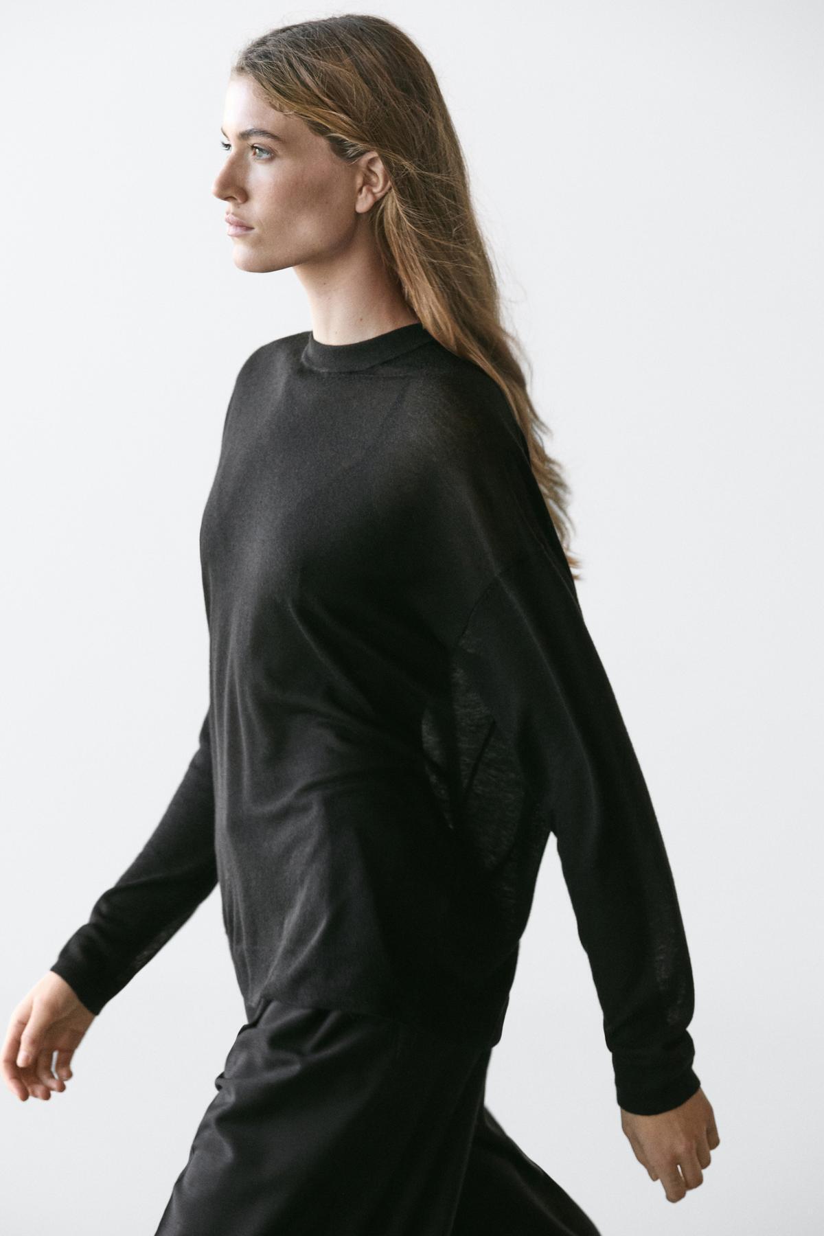 Massimo Dutti  Oversize yün karışımlı triko kazak - Görsel 3