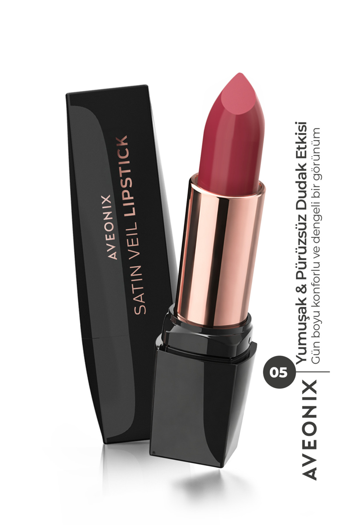 AVEONIX Satin Veil Yarı Parlak Ruj 05 Uzun Süre Kalıcı Pürüzsüz Dolgun Dudak Etkili Lipstick - Fiyatı, Yorumları