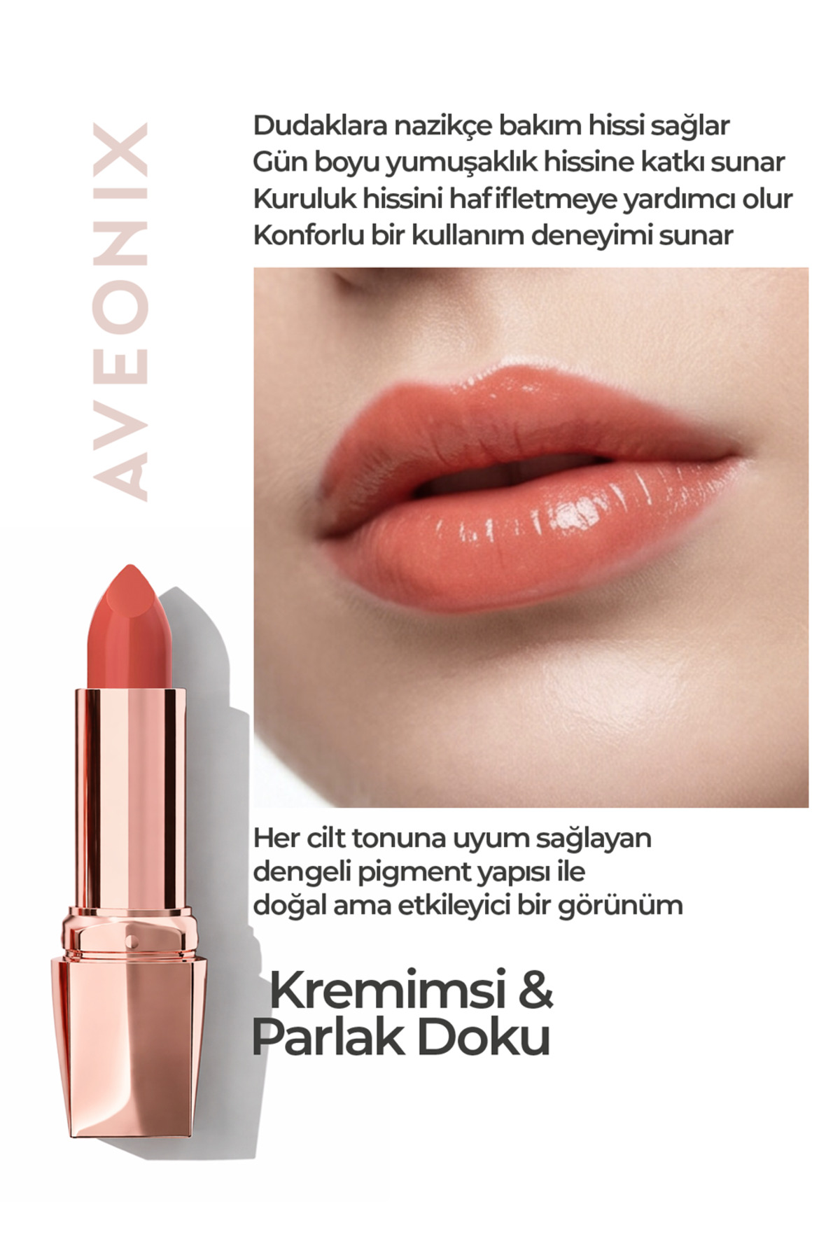 Shine Veil Parlak Ruj 08 Nemlendirici Pürüzsüz Dolgun Dudak Etkili Lipstick — رنگارنگ R-AVX-01 — تصویر 6 از 8